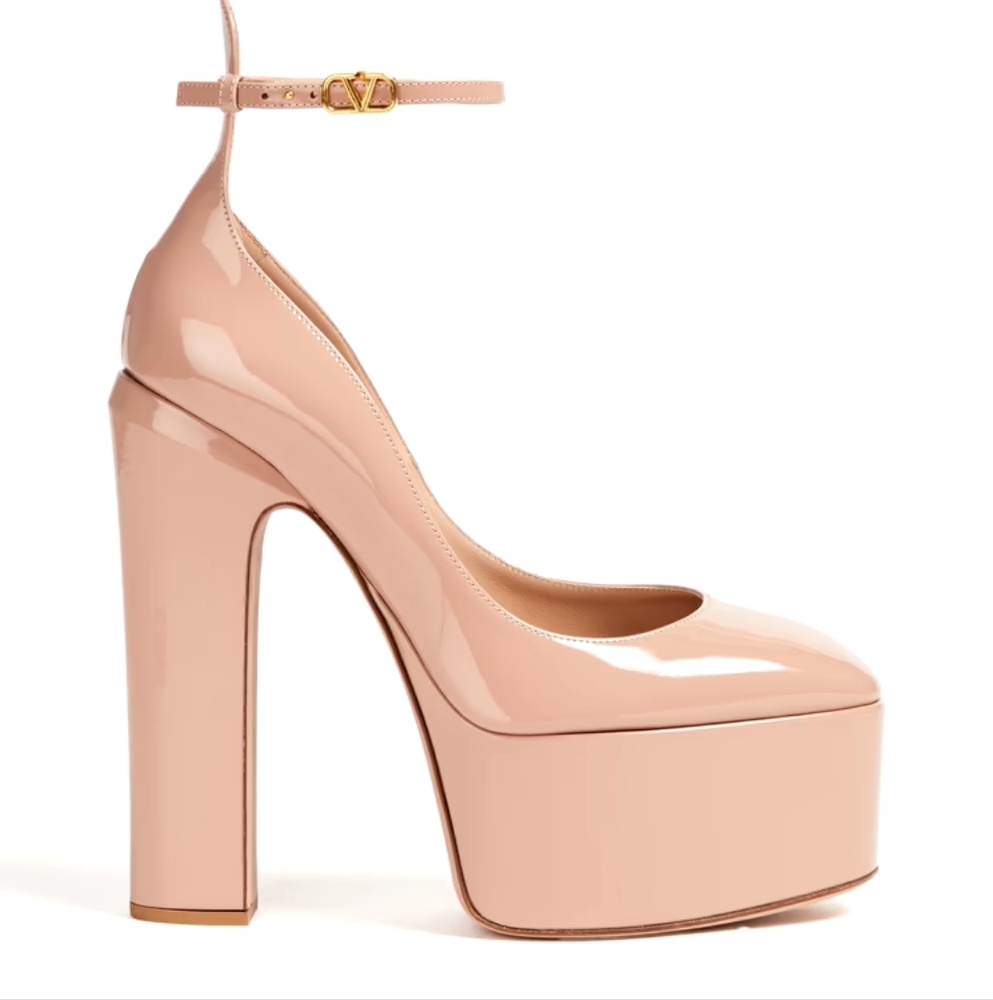 VALENTINO GARAVANI Tan-Go patent-leather platform pumps Size 41.5/11.5